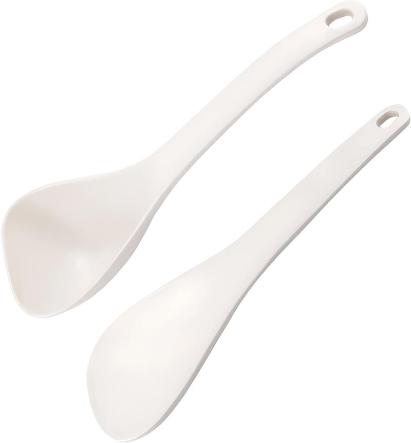 Comicfs ملعقة أرز 2 قطعة، ملعقة حساء، ملعقة أرز مقاومة للحرارة وغير لاصقة، ملعقة تقديم للأرز، ملعقة طهي الأرز، ملعقة تقديم للحبوب، حساء، بطاطس مهروسة (بيج) - Image 1